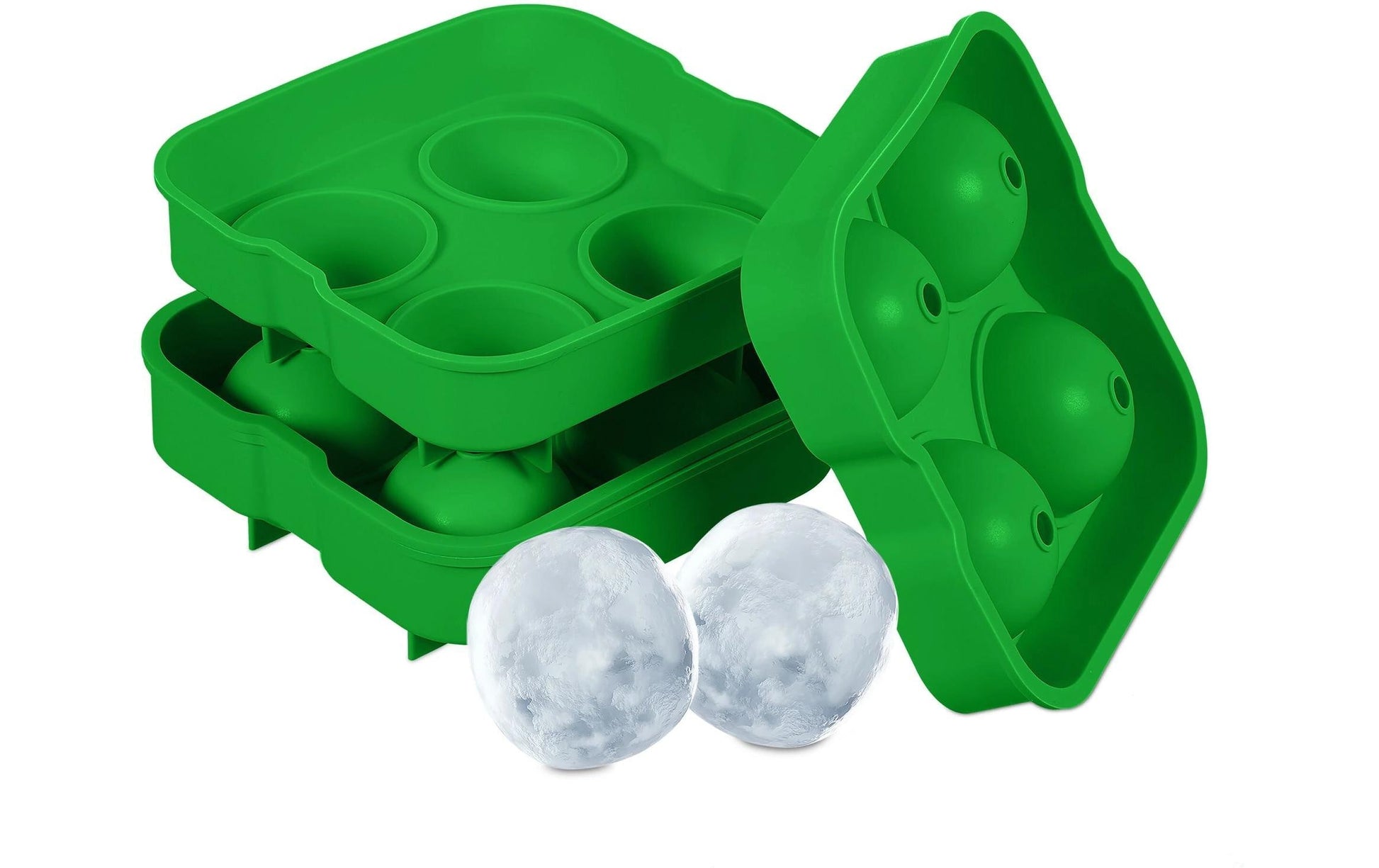 Relaxdays Eiswürfelform Kugel – Ø 4,5 × 5 cm, Silikon, Grün, 2 Stk., spülmaschinenfest