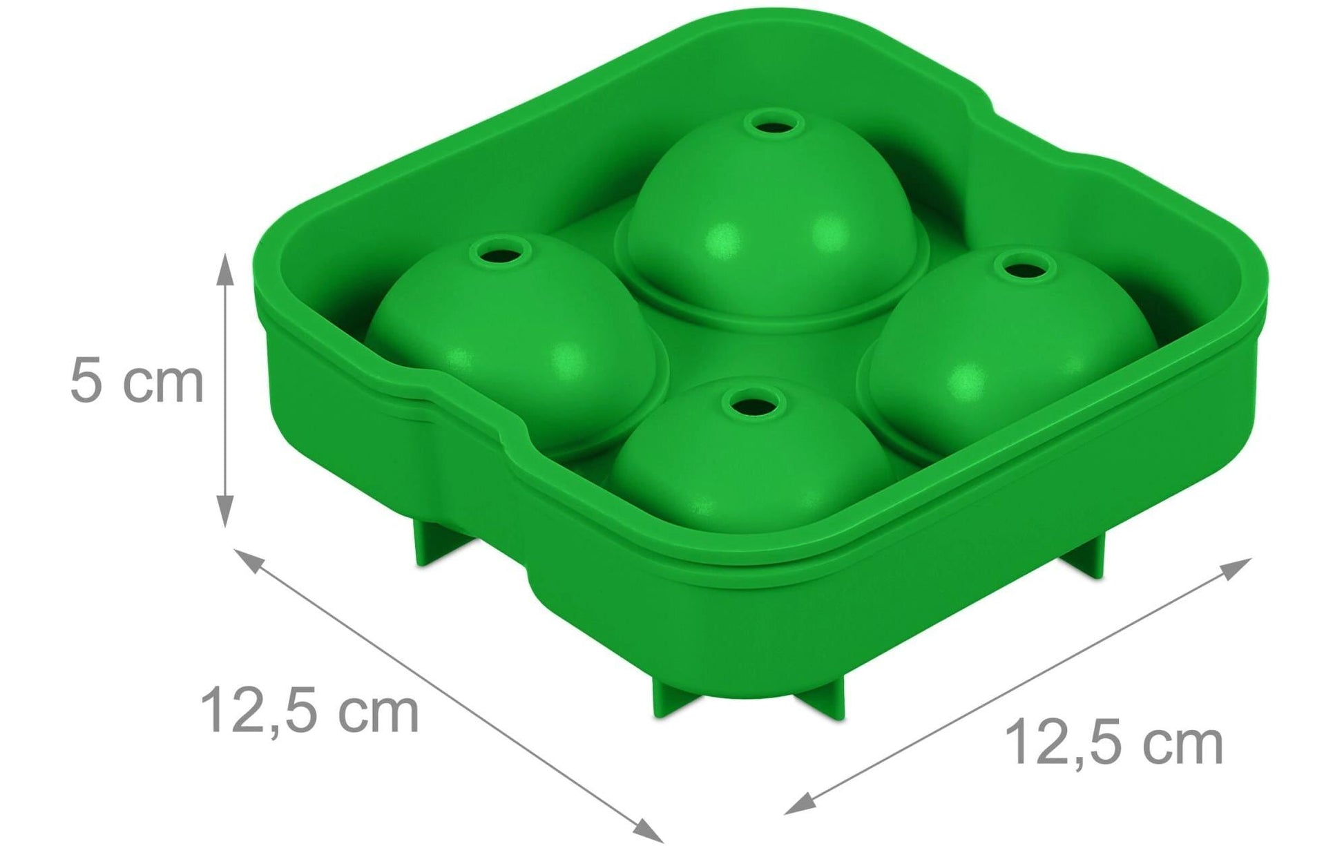 Relaxdays Eiswürfelform Kugel – Ø 4,5 × 5 cm, Silikon, Grün, 2 Stk., spülmaschinenfest