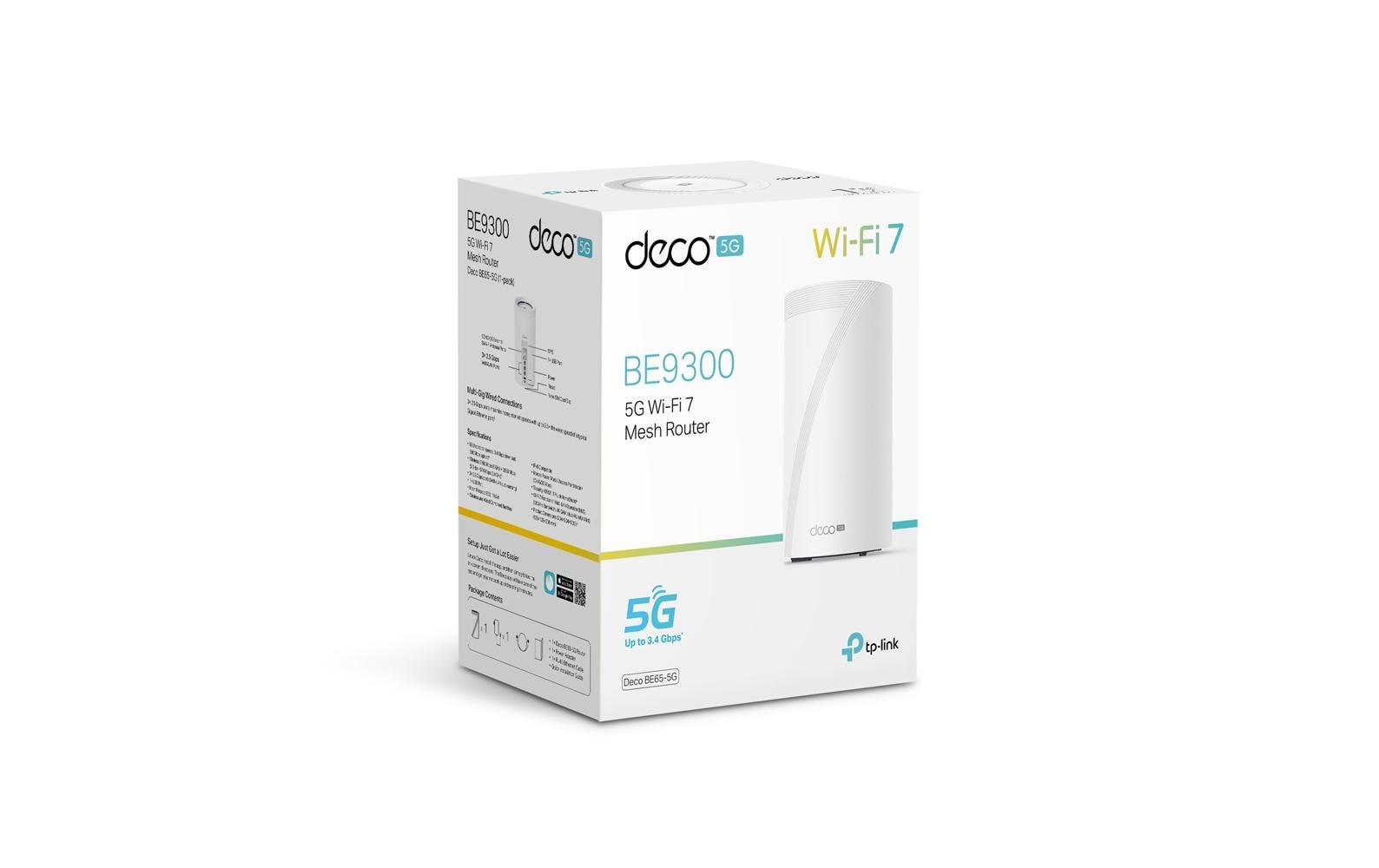 TP-Link Deco BE65 Mesh-Set – Wi-Fi 7 (802.11be), Tri-Band (2,4/5/6 GHz), bis zu 11 Gbit/s, je 4× LAN