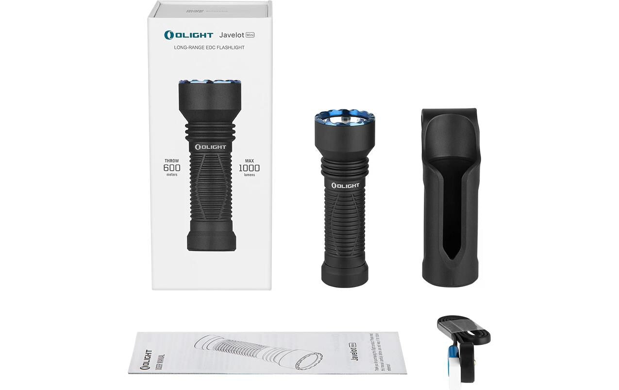 Olight Javelot Mini Taschenlampe – 1000 lm, 600 m, IPX8, USB, 2040 mAh Akku – Schwarz
