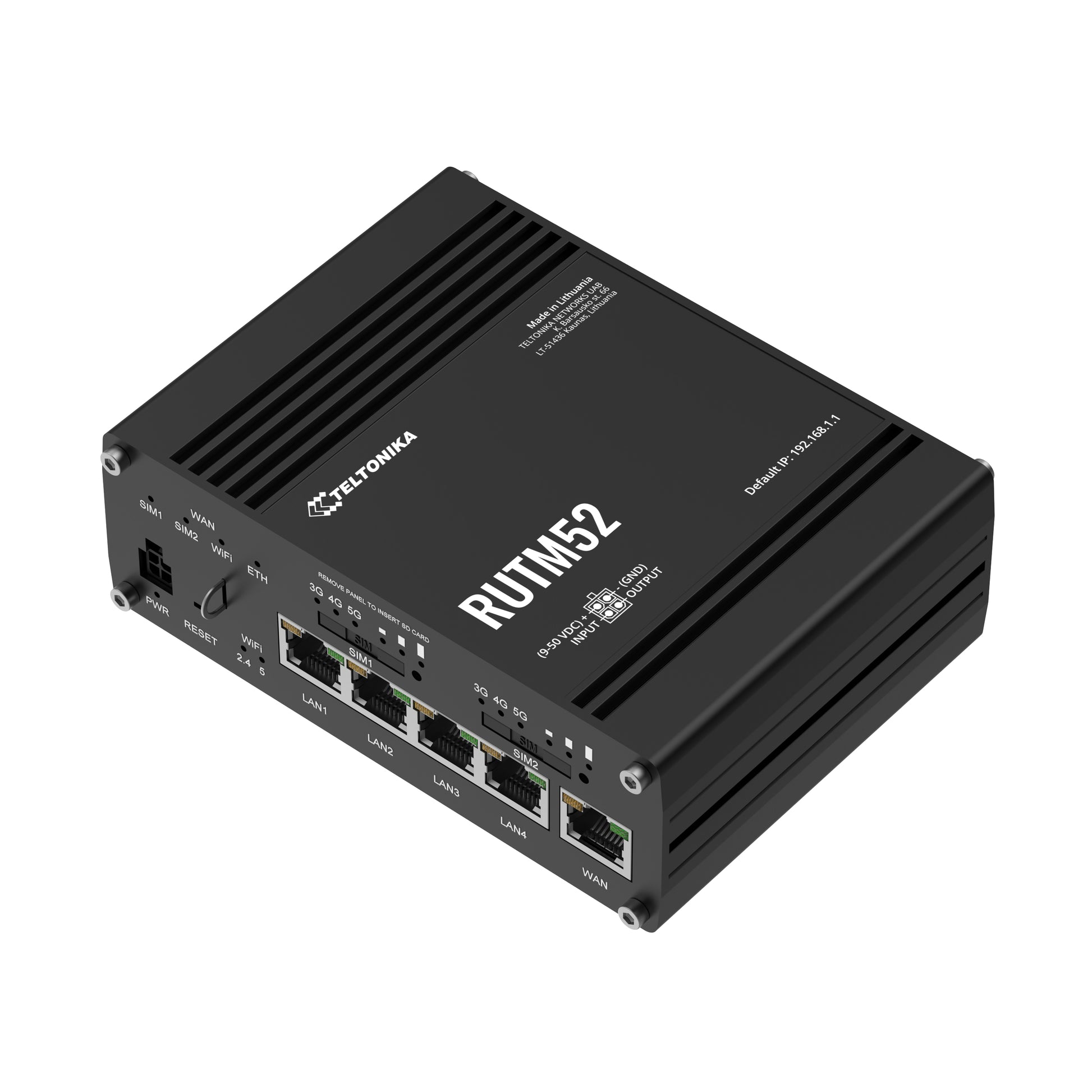 Teltonika RUTM52 5G Router – Wi‑Fi 5 (802.11ac), Dual‑Band (2,4/5 GHz), 5× Gigabit, Dual‑SIM, PoE