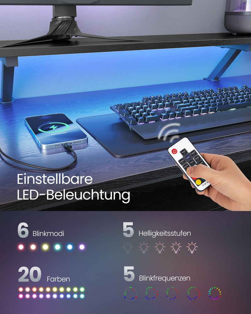 Vasagle LWD095B01 – Gaming-Tisch, 150 × 120 cm, schwarz
