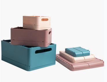 Exacompta Aufbewahrungsbox B 375 × H 163 × T 275 mm – für A4+, zusammenklappbar, mit Tragegriff, blau