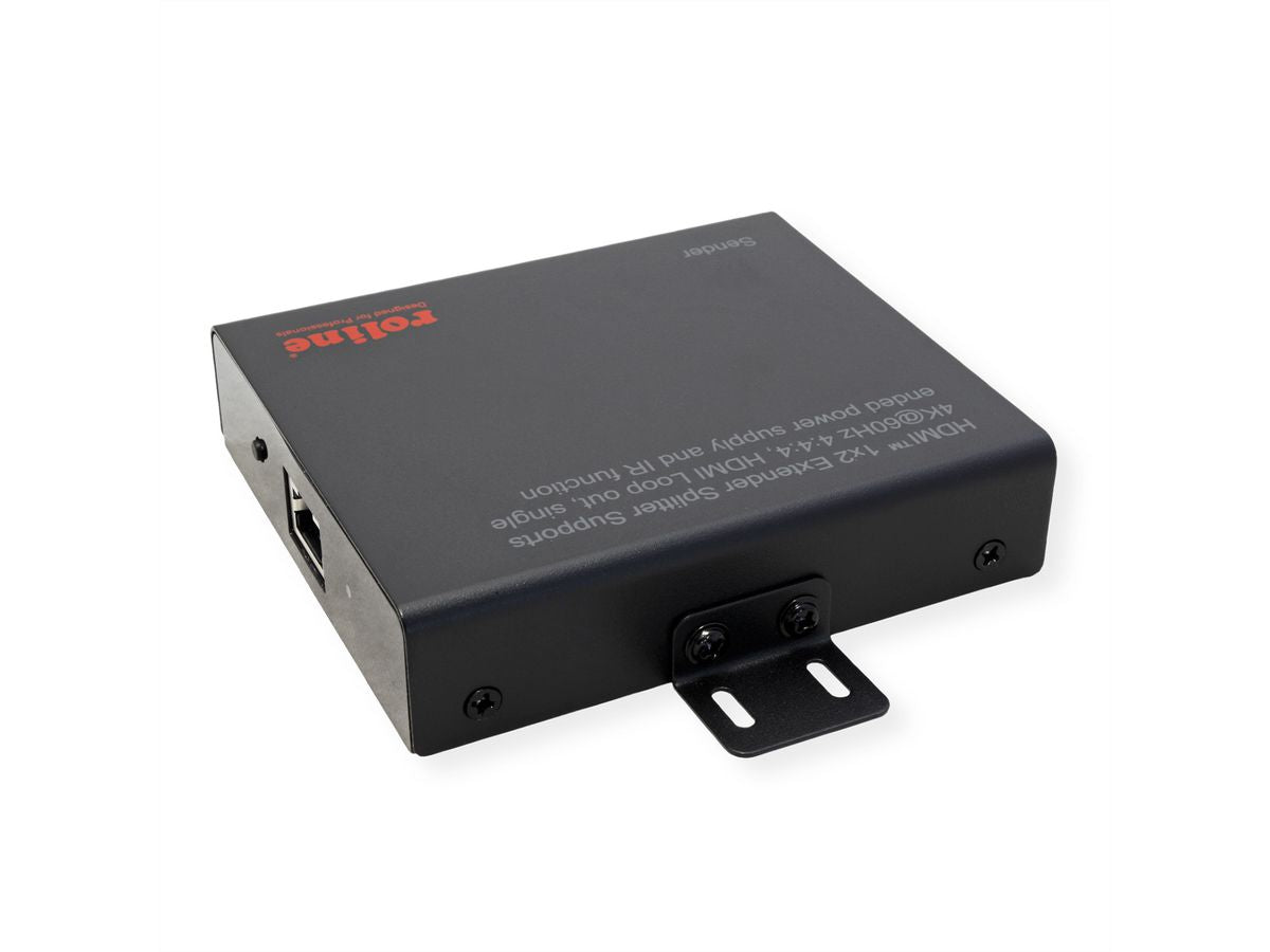 ROLINE HDMI Extender und Splitter – 4K (3840 × 2160) @ 60 Hz, 1 zu 2 HDMI, bis 70 m, HDR10/HLG – Schwarz