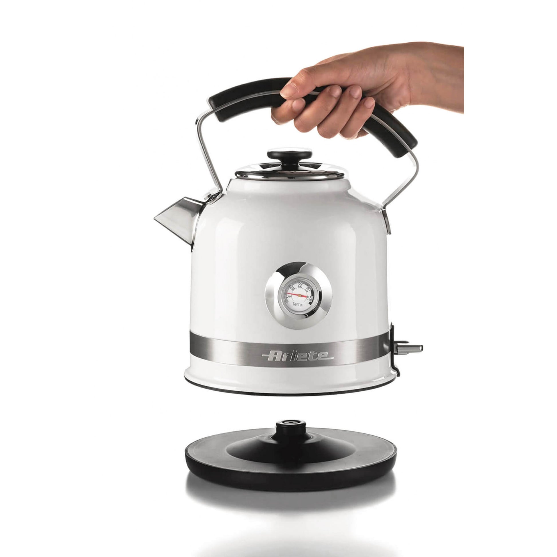 Ariete Wasserkocher – 1,5 l, Edelstahl, Weiss, ARI-2854-MOD-WH
