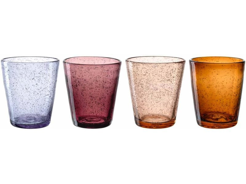 LEONARDO Trinkglas BURANO – 4er Set, 330 ml, Ø 9 cm, H 11 cm, Kalk-Natron-Glas, Mehrfarbig