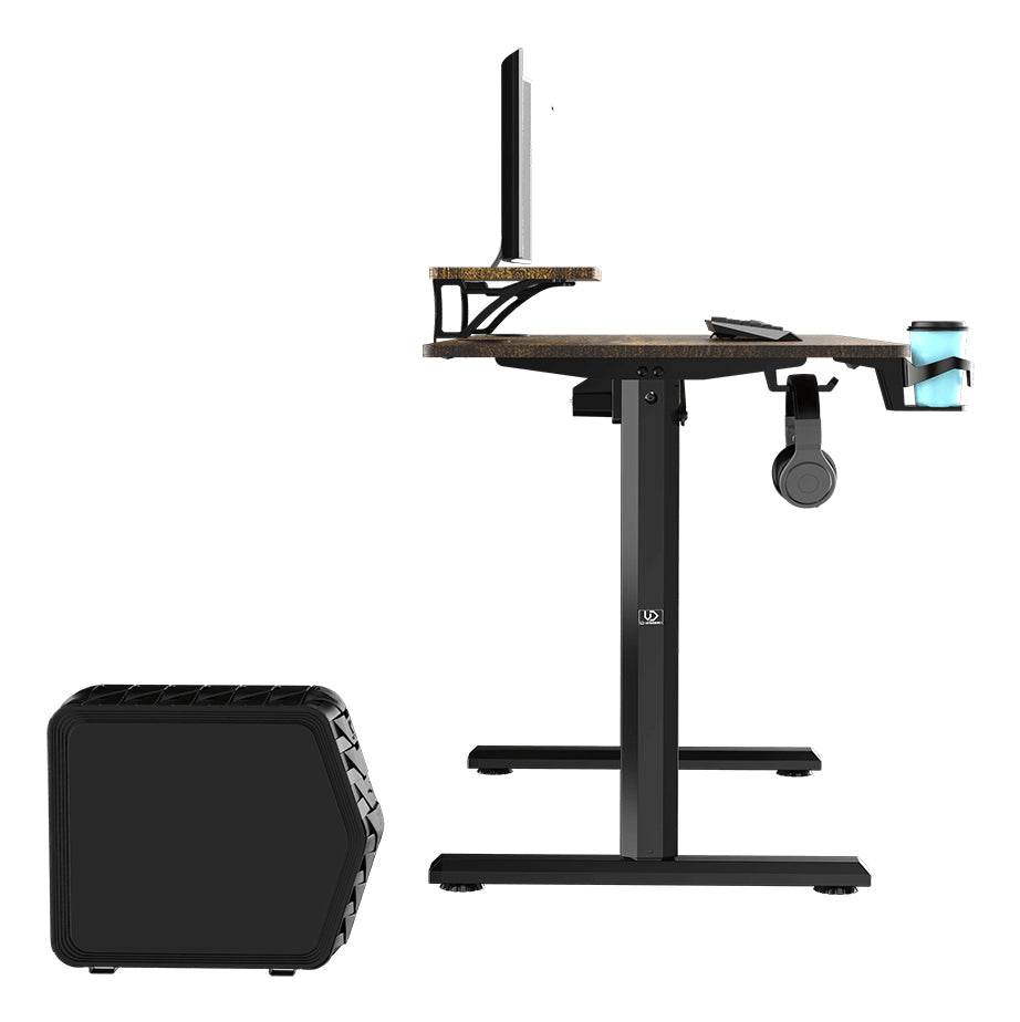Ultradesk Higlander Gaming-Tisch – 120 × 60,5 cm, höhenverstellbar, braun, Stahl