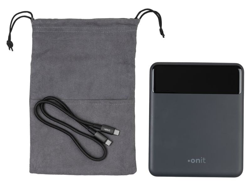 ONIT Powerbank 20000 mAh, PD 100 W, 2× USB-C, Durchgangsladung, Schwarz