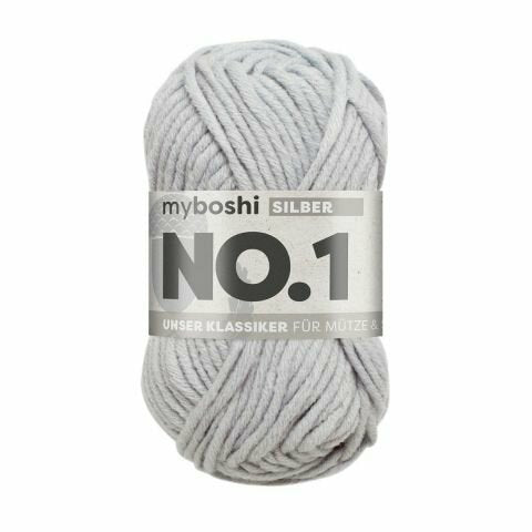 myBoshi Nr. 1 Wolle Silber – 50 g, 55 m, Nadel 7 mm, 70% Polyacryl/30% Merino, 1 Stk.