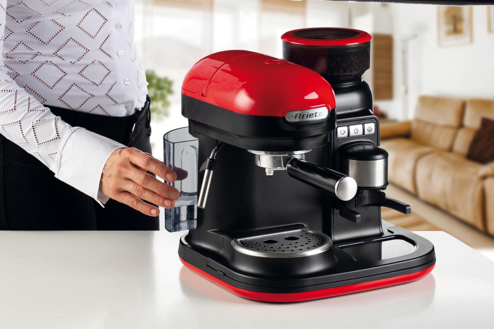 Ariete ARI-1318-MODERNA Kaffeevollautomat – 0,8 l, 15 bar, Milchschaumdüse, 30,5 × 30,5 × 30 cm