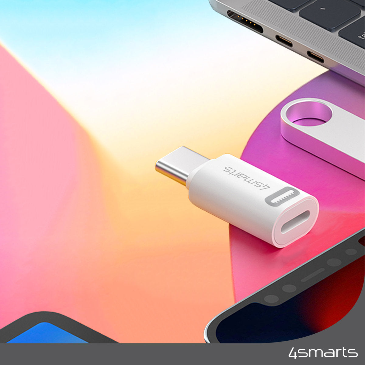 4smarts 540711 Adapter Lightning zu USB-C – USB 2.0 (480 Mbit/s), PD 27 W, 2er Set, Weiss