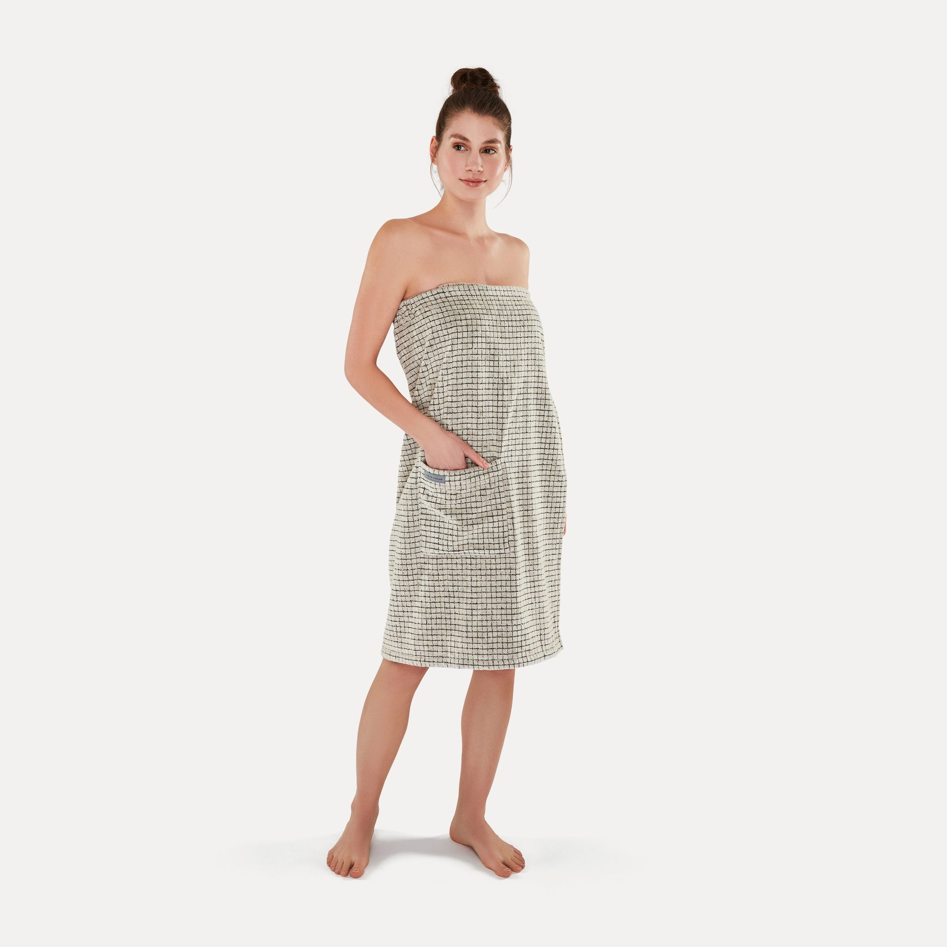 Möve Saunakilt Eden – Länge 85 cm, Grösse 40–48, Schwarz/Natur, Leinen