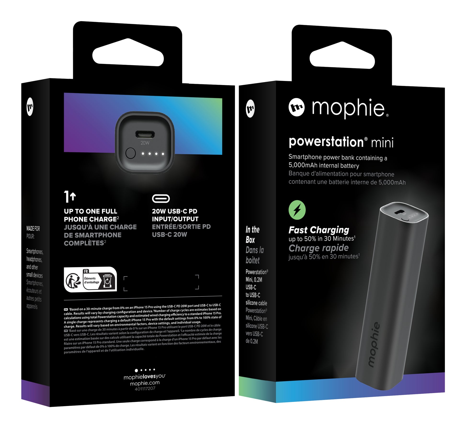 Mophie – Powerbank 5000 mAh, Schwarz