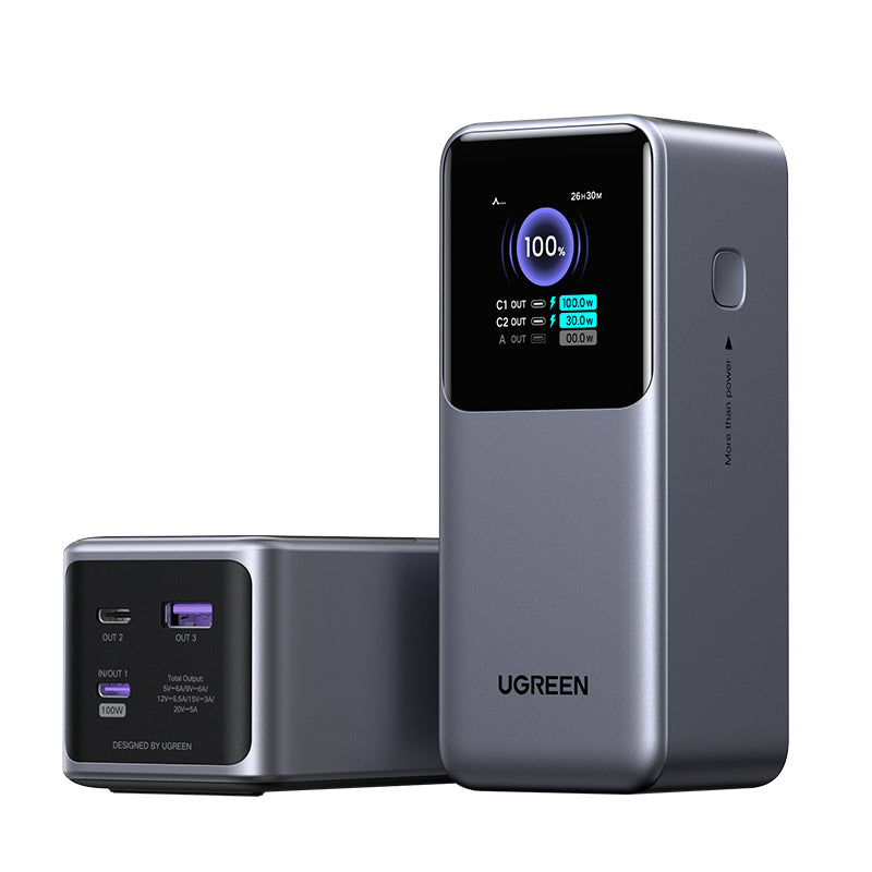 Ugreen Powerbank 20000 mAh, PD 130 W, 2× USB-C, 1× USB-A, für Laptops und Smartphones
