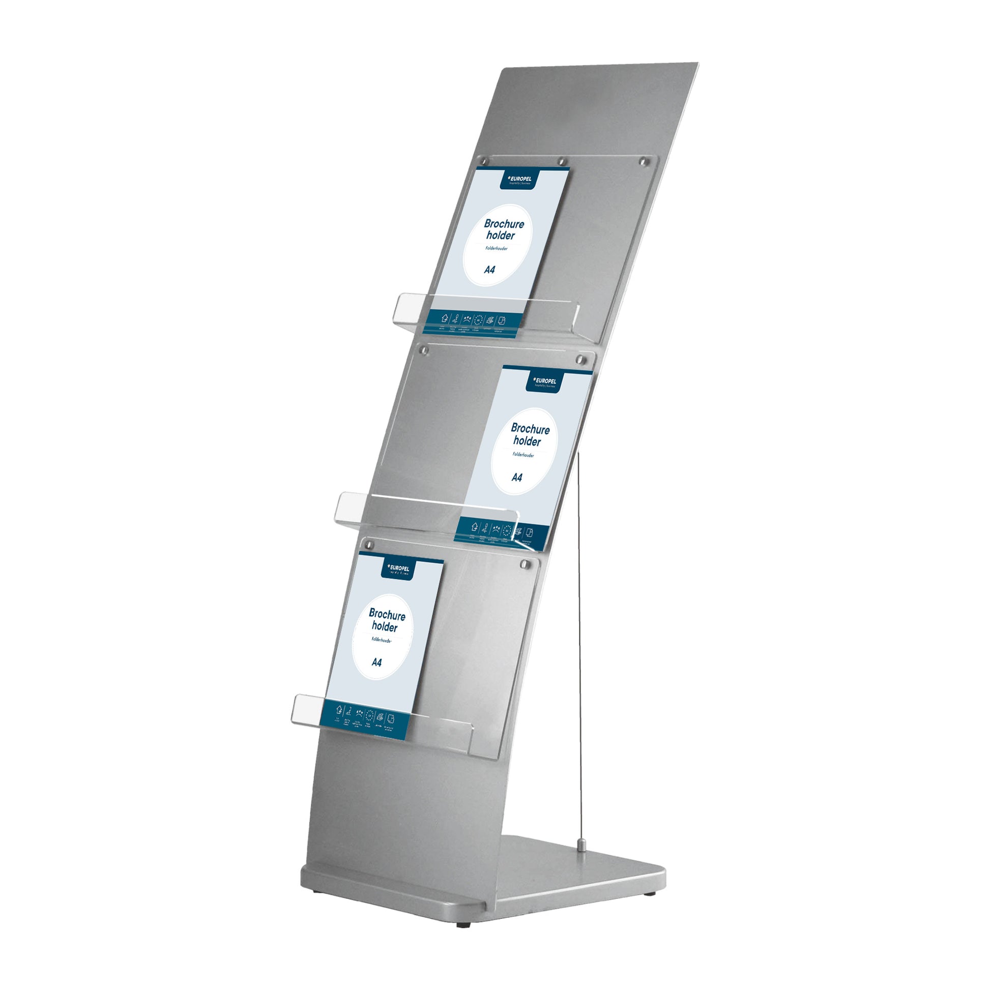 Europel Prospektständer – für A4, 6 Fächer, Silber, Aluminium/MDF