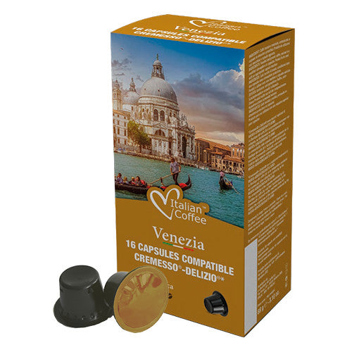 Italian Coffee Venezia – Kapseln für Delizio – Café Crème, Intensität 4, 16 Kapseln