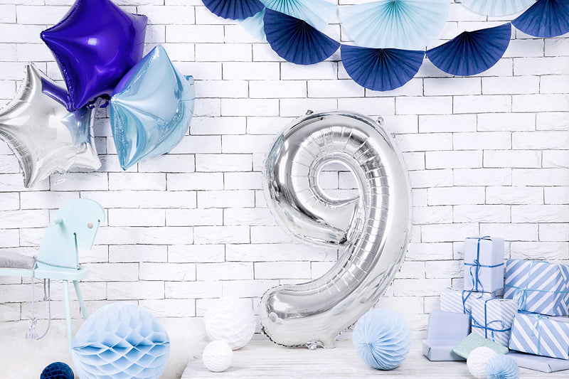PartyDeco Folienballon Zahl 9 – Silber – 86 cm – Folie – 1 Stück