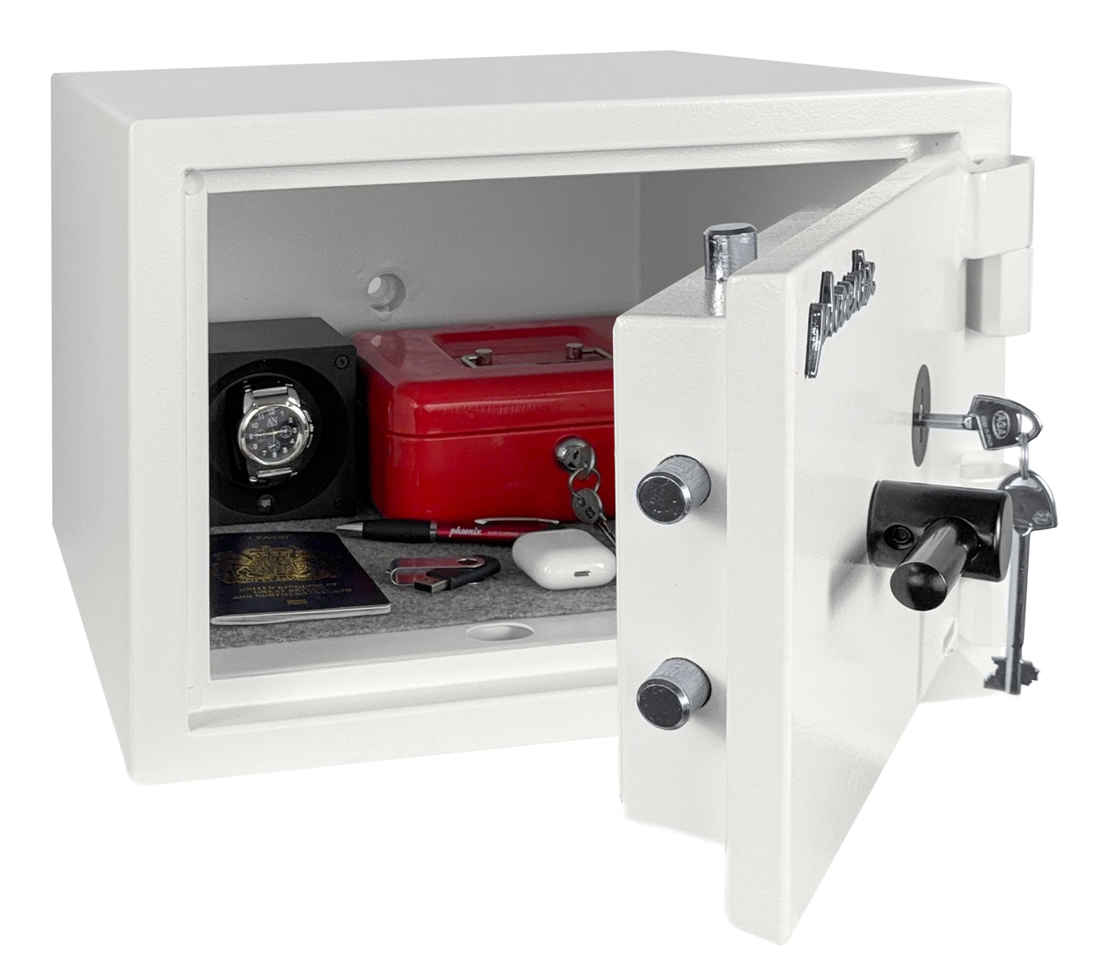Phoenix Safe Co. Phoenix Tresor Fortress SS1452K – Schlüsselschloss – 22 l – Bodenmontage – Weiss