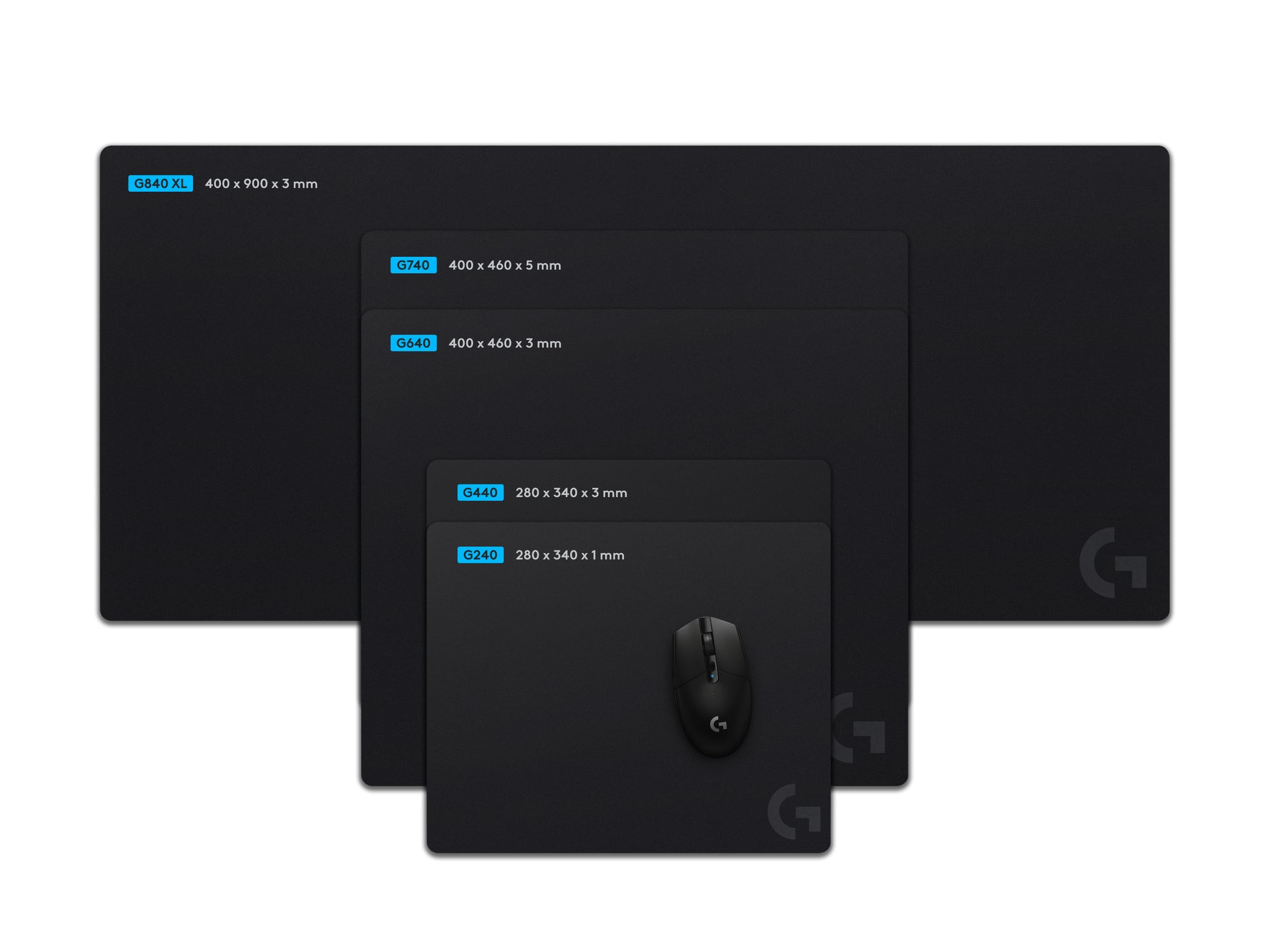Logitech G 740 – Gaming-Mauspad – L – Textil – Schwarz – 460 × 400 mm – rutschfest