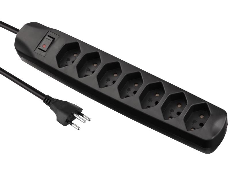 Furber. Steckdosenleiste – 7× T13, 1,5 m, mit Schalter, Schwarz