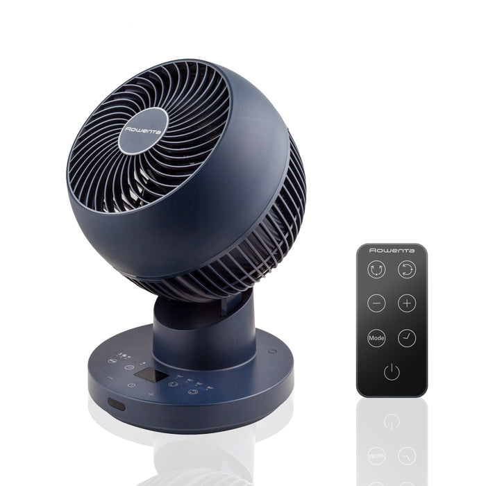 Rowenta Tischventilator QV2540F0 – 12 Stufen, oszillierend, Timer, Fernbedienung, 45 dB, Titan Blau