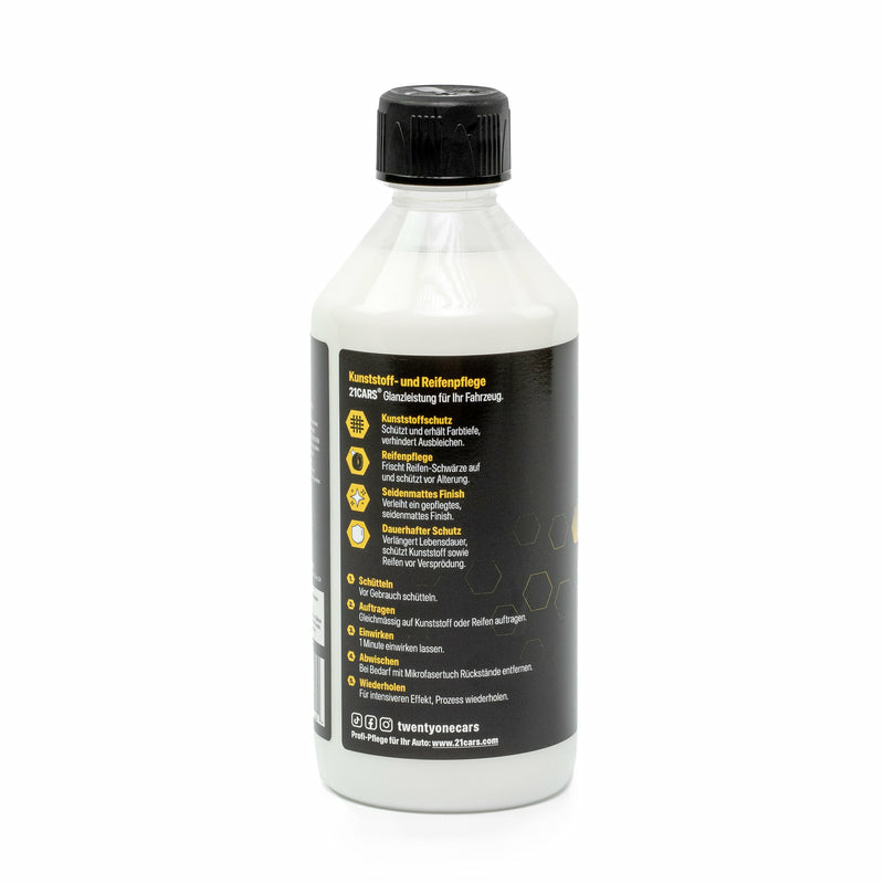 21CARS PFLEGE PRO Kunststoff- und Gummipflege – für Innenraum & Reifen – 500 ml – Langzeitschutz