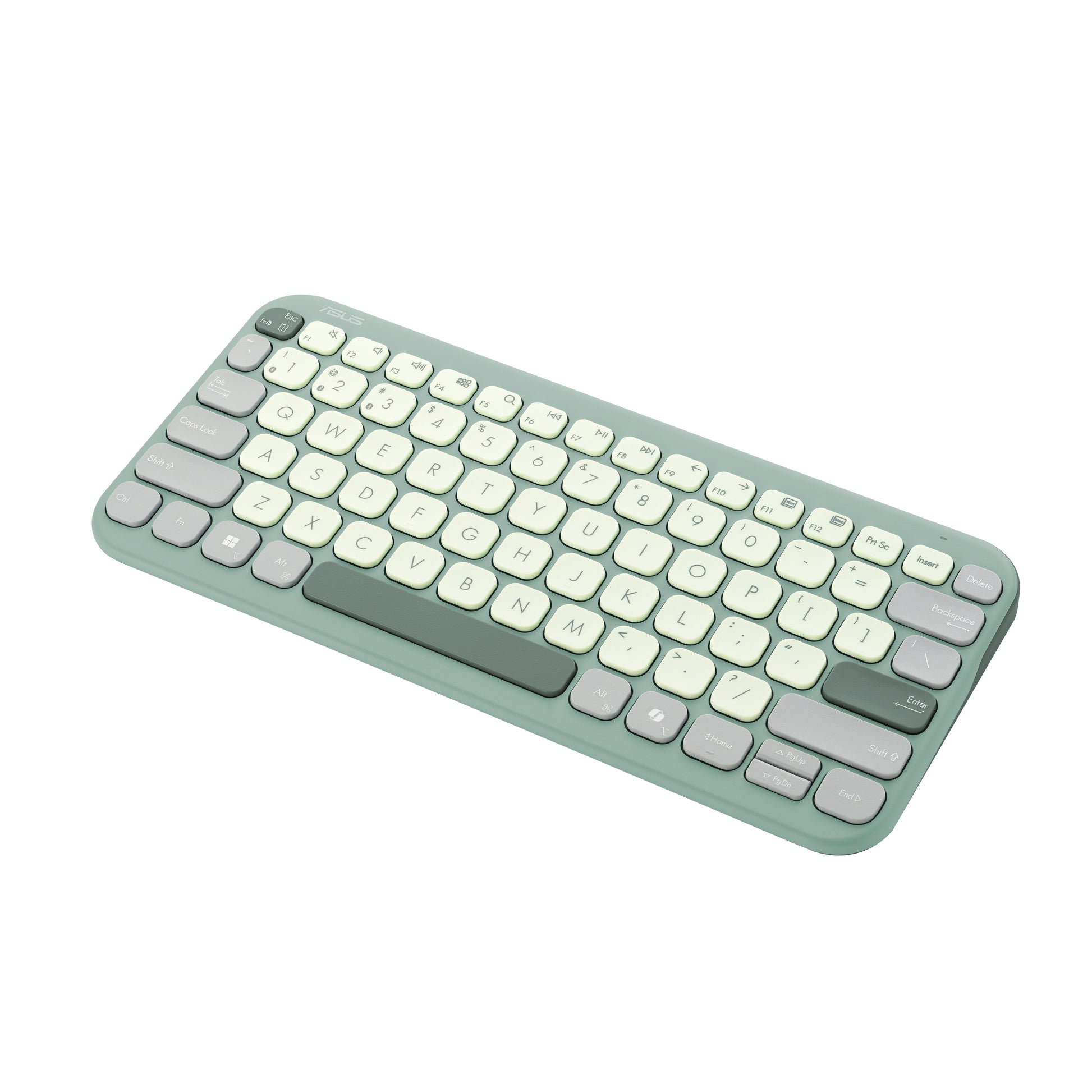ASUS KW100 – Kompakte Tastatur 75% – Schere – Bluetooth 5,0 – QWERTZ (DE) – ohne Ziffernblock – Grün/Hellgrün