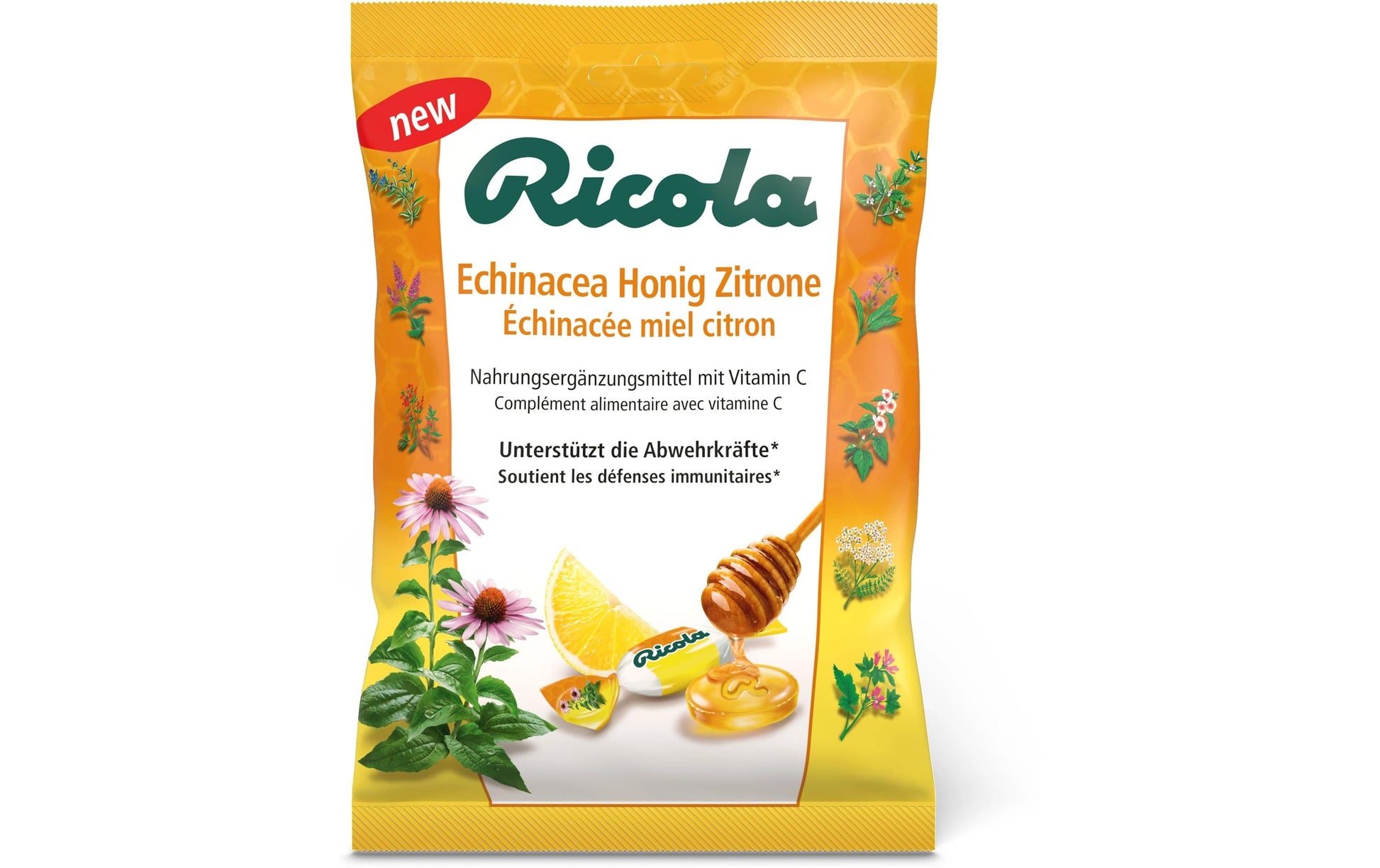 Ricola Echinacea Kräuterbonbons – Honig & Zitrone – 75 g