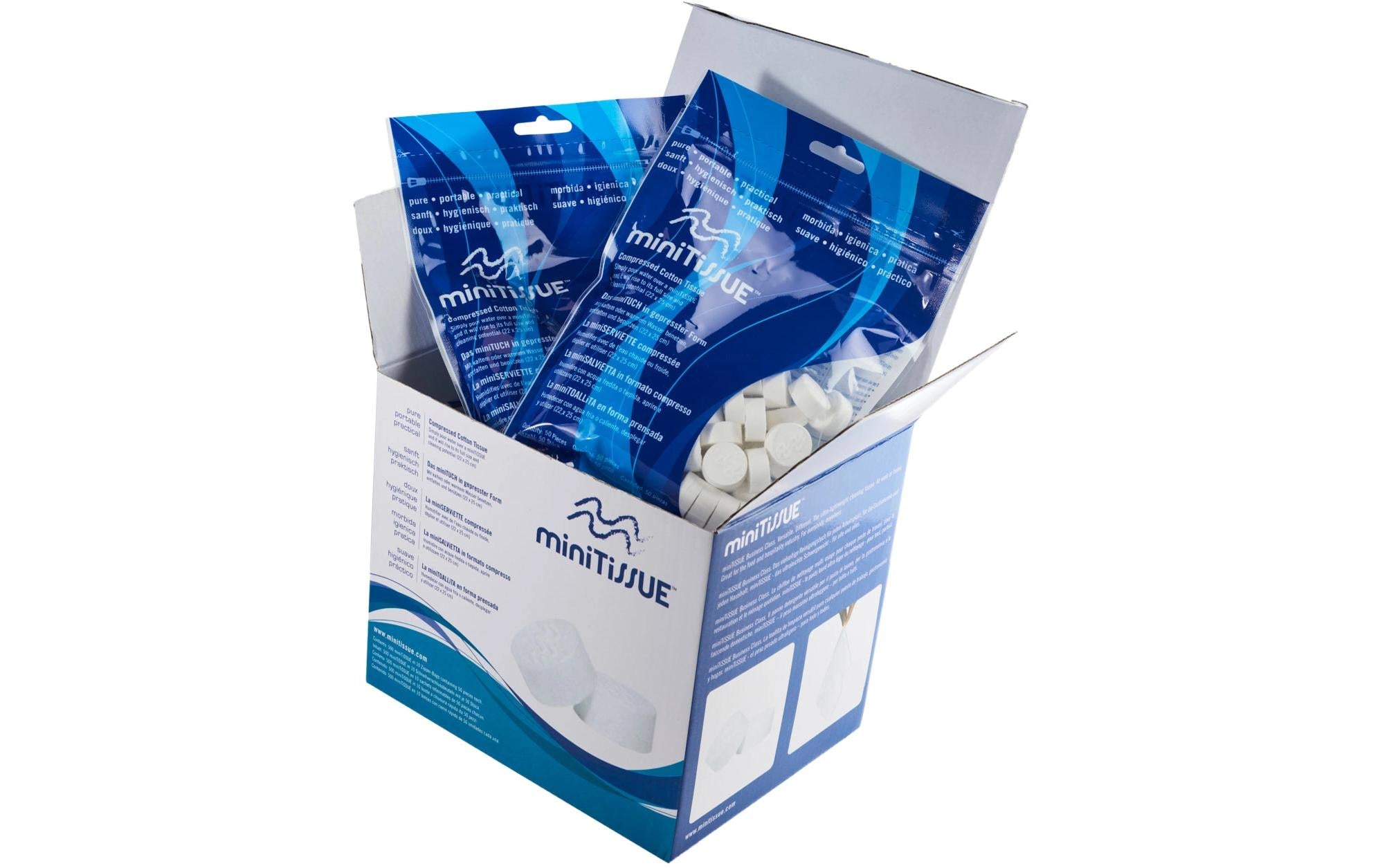 Minitissue Kosmetiktücher Box – 1-lagig – 10 Boxen à 50 Tücher