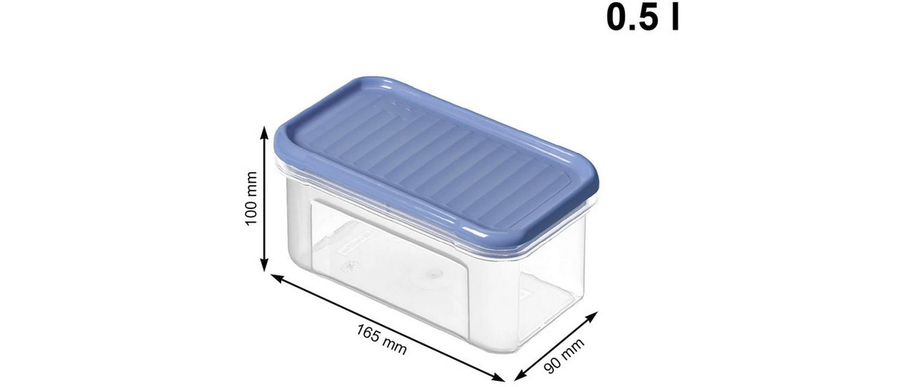 Rotho Vorratsdose 500 ml, 9 × 16,5 × 7 cm, Polypropylen (PP), transparent/blau