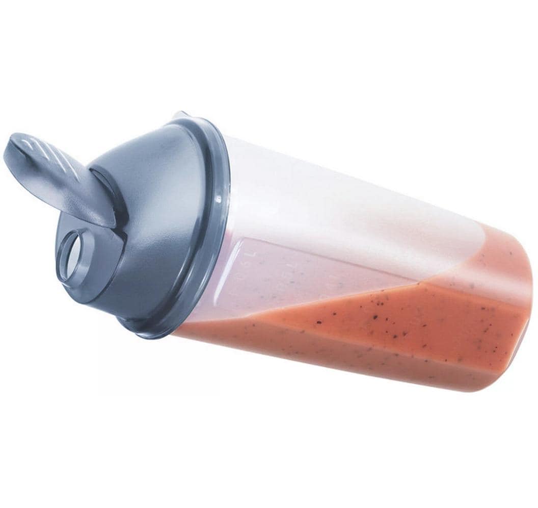 Rotho Shaker 600 ml, Ø 9,5 × 20,5 cm, Polypropylen (PP), blau/transparent, BPA-frei