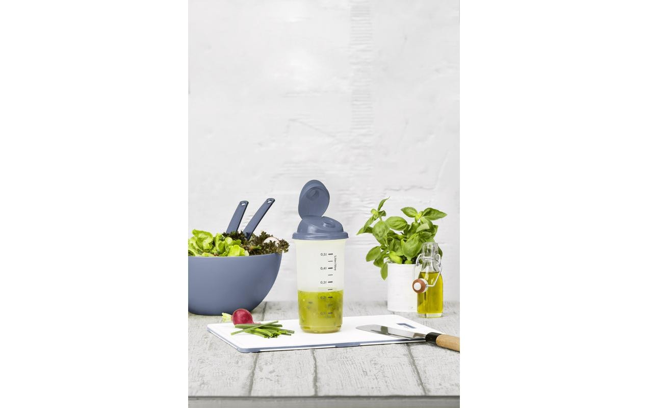 Rotho Shaker 600 ml, Ø 9,5 × 20,5 cm, Polypropylen (PP), blau/transparent, BPA-frei
