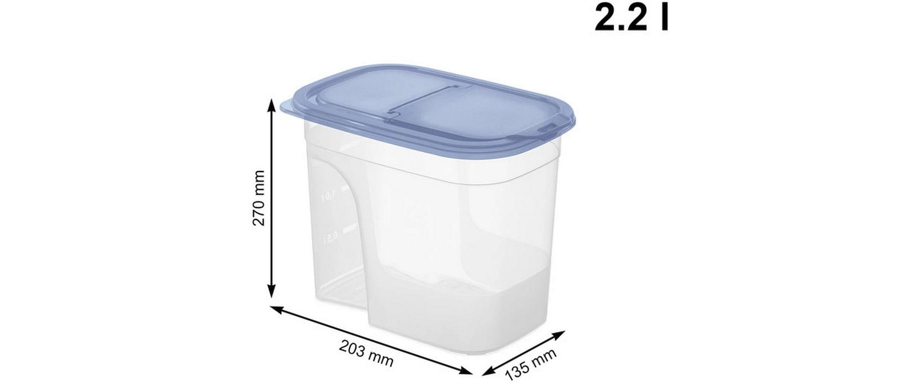 Rotho Vorratsdose 2,2 l, 20,3 × 13,5 × 16 cm, Polypropylen (PP), transparent/blau, BPA-frei