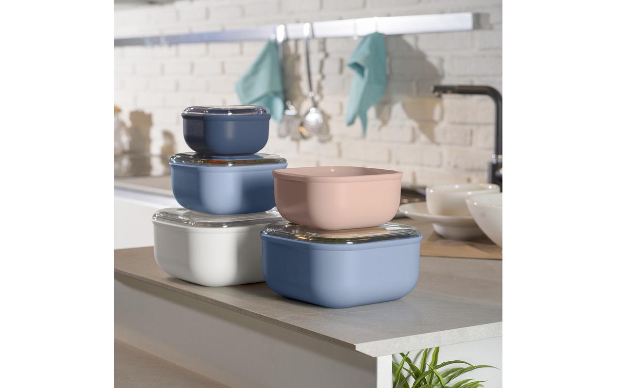 Rotho Lunchbox 1 l, 19,5 × 19,5 × 6,7 cm, Kunststoff (recycelt), luftdicht, leckdicht, blau