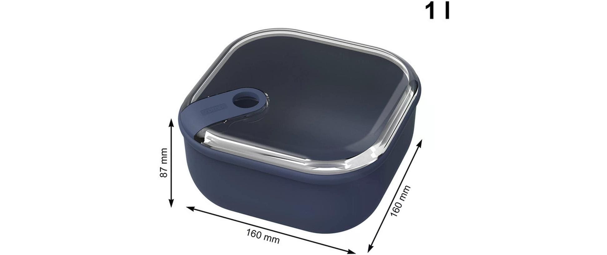 Rotho Lunchbox 1 l, 16 × 16 × 8,7 cm, Kunststoff (recycelt), blau, luftdicht