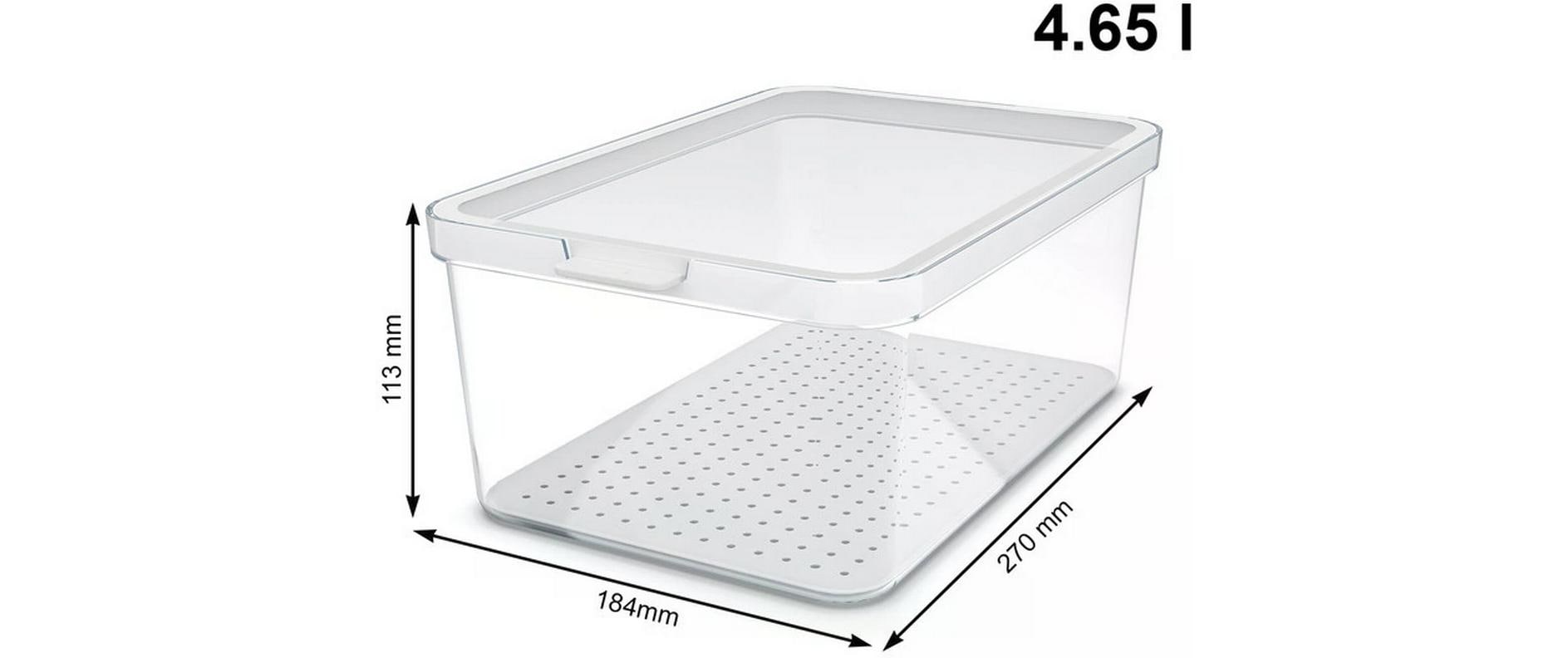 Rotho Kühlschrank-Organizer Cauma – 3-teilig – 8,55 l – SAN – transparent – 18,7 × 19 × 28,4 cm