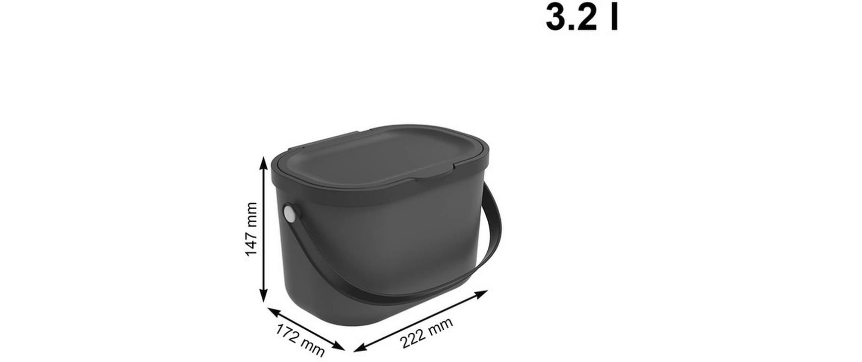 Rotho Komposteimer – 3,2 l – Kunststoff (PP), rechteckig – Anthrazit