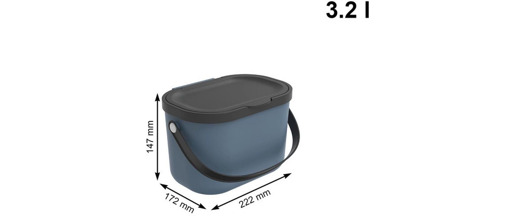 Rotho Komposteimer ALBULA – 3,2 l – Recycling-Kunststoff, rechteckig – Dunkelblau
