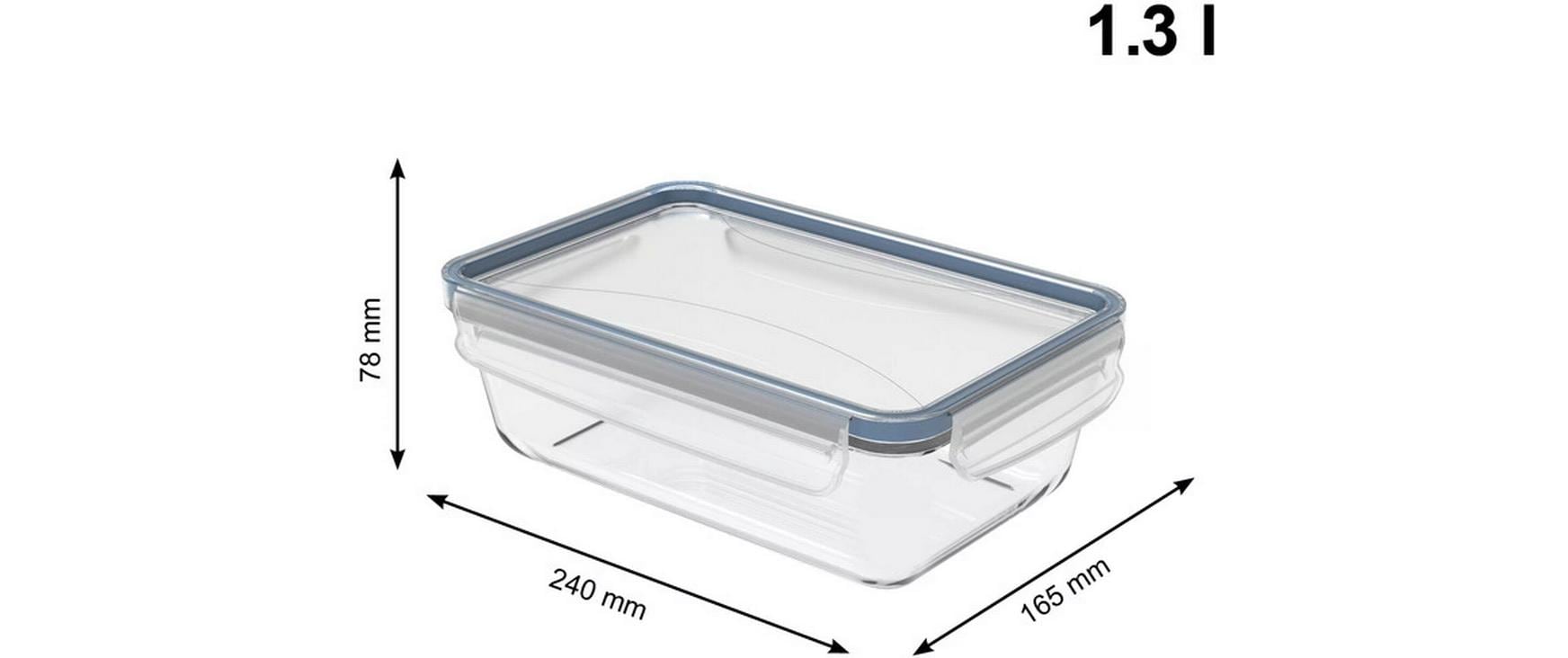 Rotho Vorratsdose 1,3 L, 16 × 16,5 × 7,8 cm, Glas (Borosilikat)/Silikon, Transparent, 3-teilig