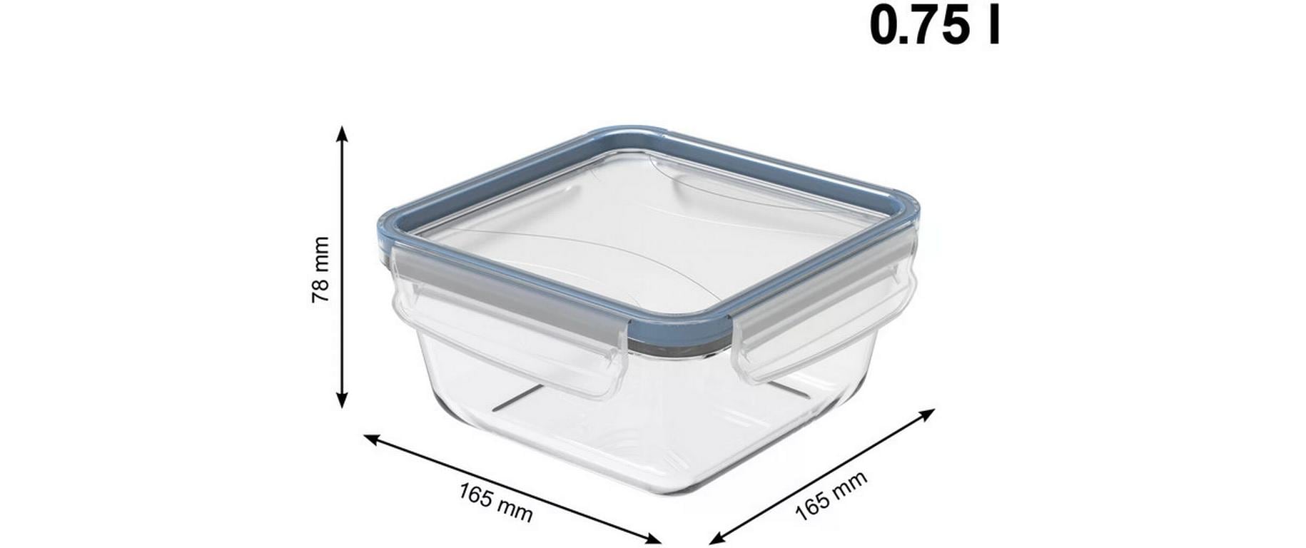 Rotho Vorratsdose 750 ml, 16,5 × 16,5 × 7,8 cm, Glas (Borosilikat), Transparent, 3-teilig