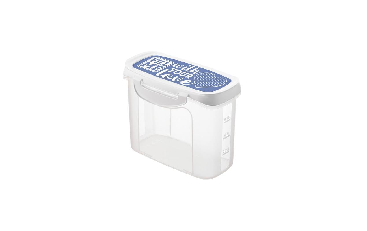 Rotho Vorratsdose 1 l, 9,8 × 16,9 × 13,2 cm, Polypropylen (PP), transparent/blau