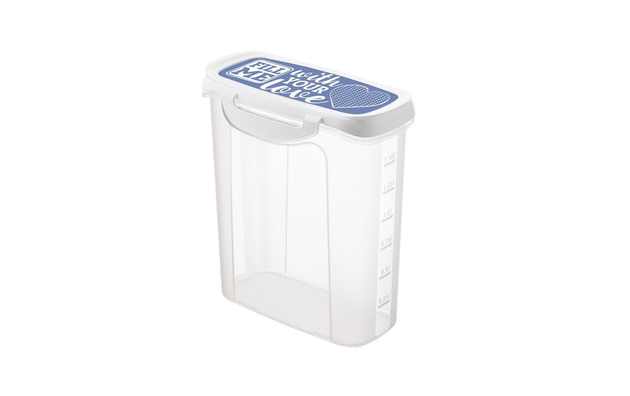 Rotho Vorratsdose 1,5 l, 9,8 × 16,9 × 20,2 cm, Polypropylen (PP), transparent/blau