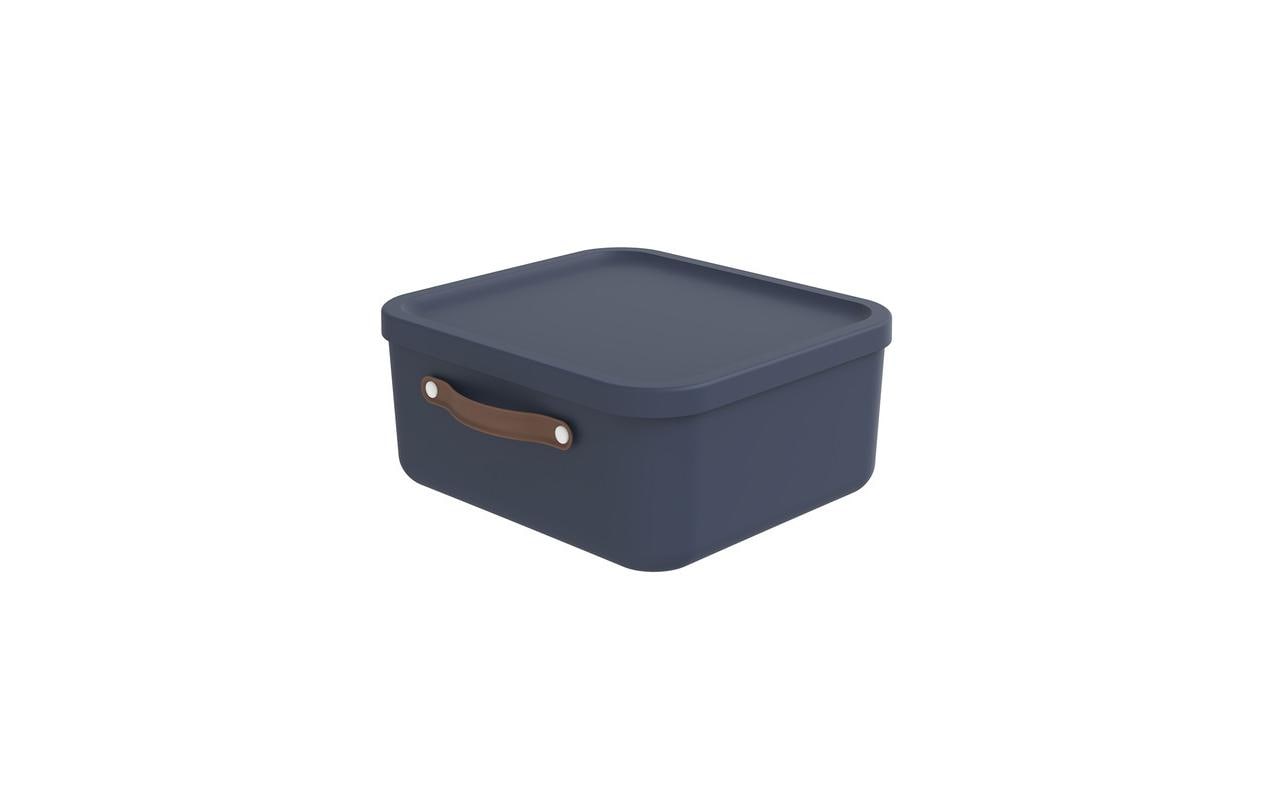 Rotho MALOJA Aufbewahrungsbox 20 l (mit Deckel) – Kunststoff – Dunkelblau – stapelbar, mit Griff – 380 × 177 ×