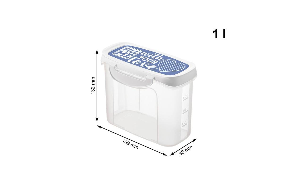 Rotho Vorratsdose 1 l, 9,8 × 16,9 × 13,2 cm, Polypropylen (PP), transparent/blau