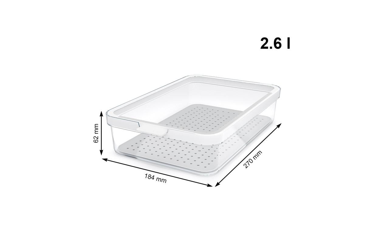 Rotho Kühlschrank-Organizer Cauma – 3-teilig – 8,55 l – SAN – transparent – 18,7 × 19 × 28,4 cm