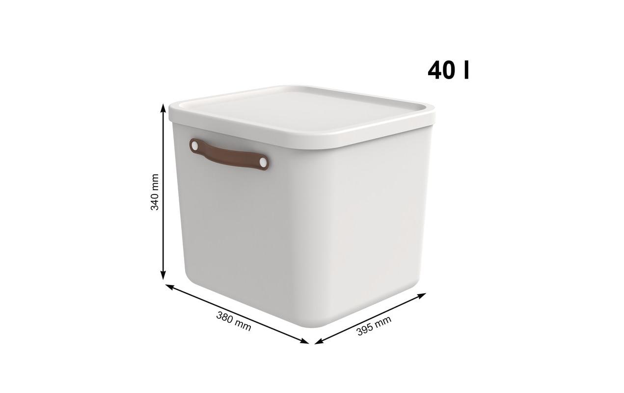 Rotho MALOJA Aufbewahrungsbox 40 l (mit Deckel) – Kunststoff – Weiss – stapelbar – 380 × 340 × 395 mm