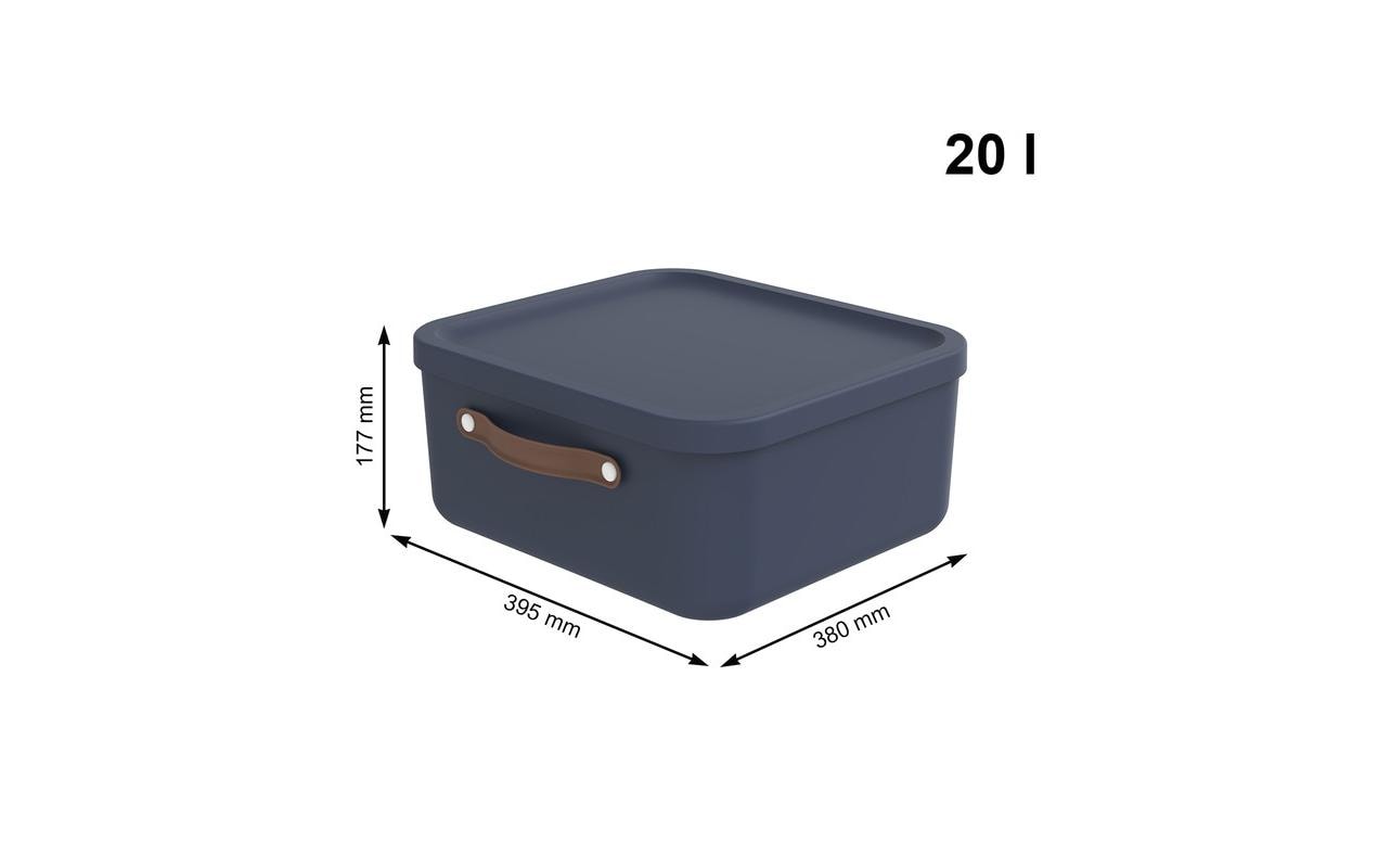 Rotho MALOJA Aufbewahrungsbox 20 l (mit Deckel) – Kunststoff – Dunkelblau – stapelbar, mit Griff – 380 × 177 ×