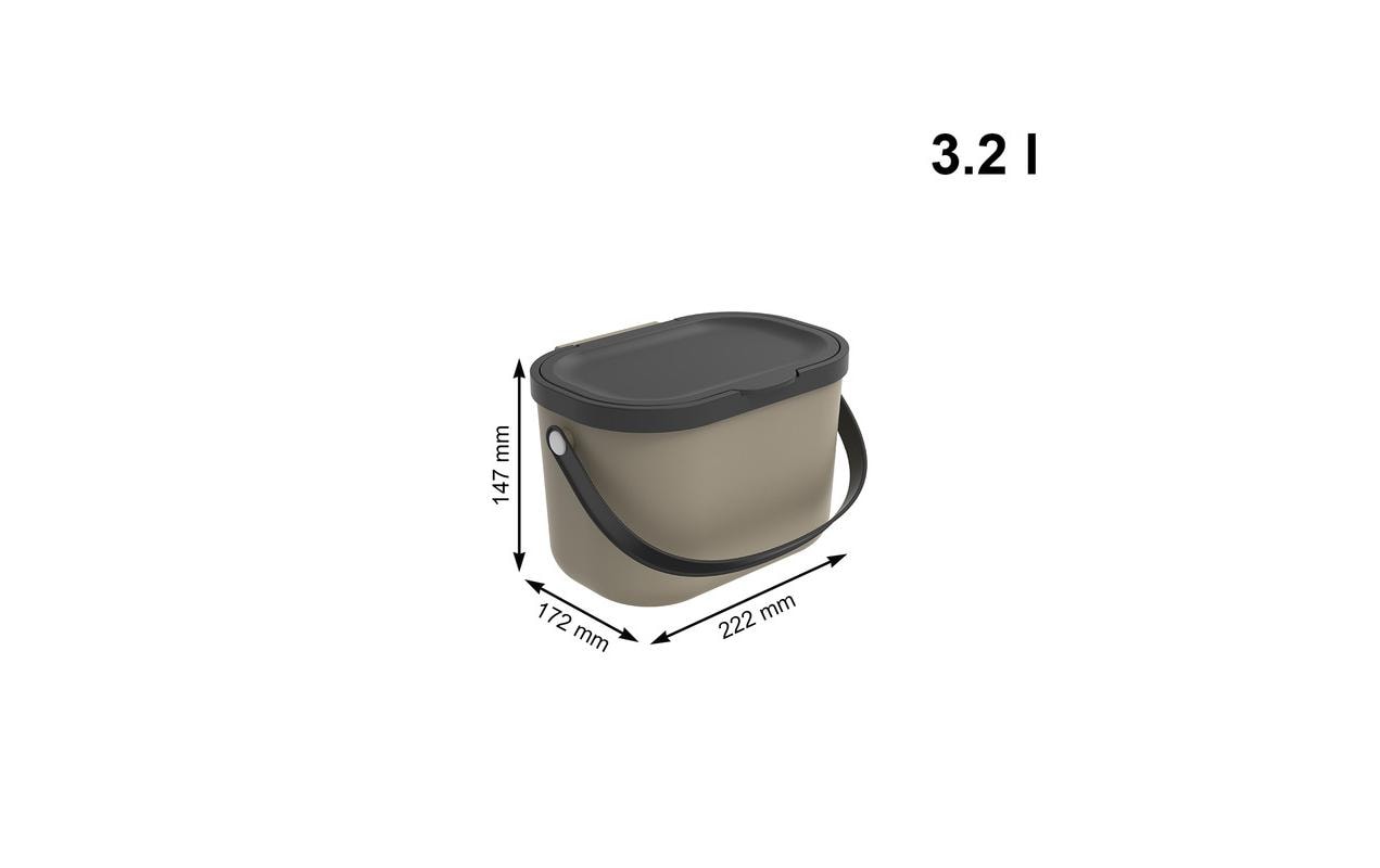 Rotho Komposteimer Albula – 3,2 l – Kunststoff (PP), rechteckig – Beige