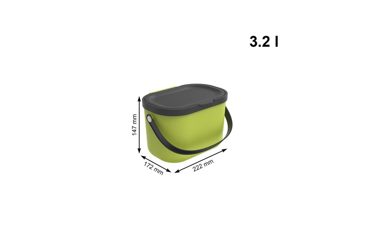Rotho Komposteimer Albula – 3,2 l – Recycling-Kunststoff, rechteckig – Hellgrün