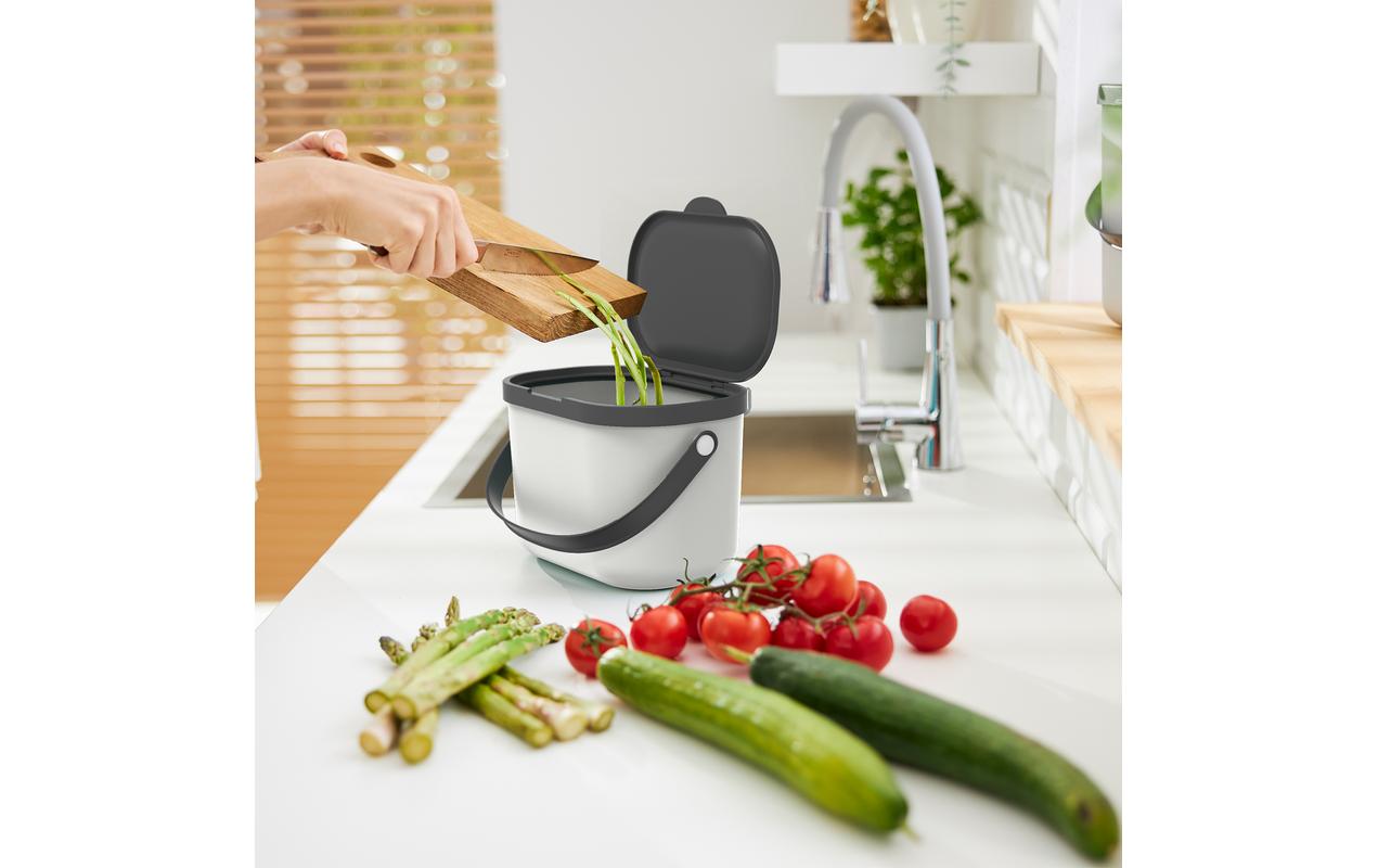 Rotho Komposteimer – 3,2 l – Kunststoff (PP), rechteckig – weiss